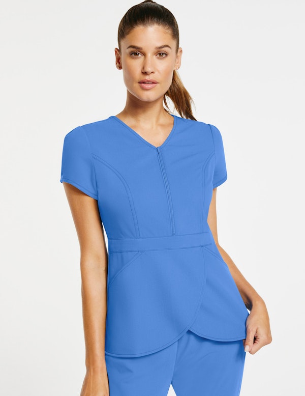 Womens Signature Tulip Scrub Top In Ceil Blue Medical Scrubs By Jaanuu