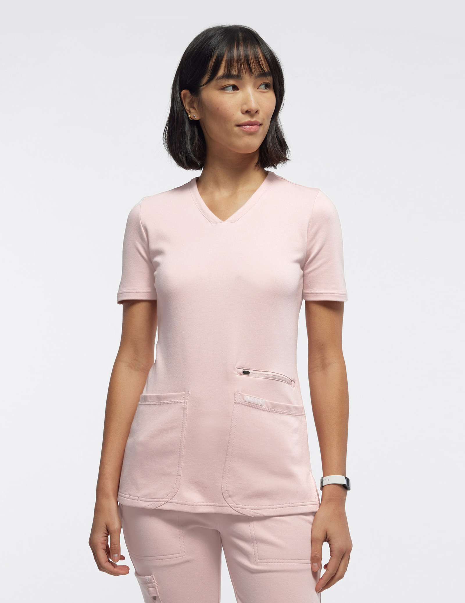 Women's 4-Pocket V-Neck Scrub Top - Blushing Pink