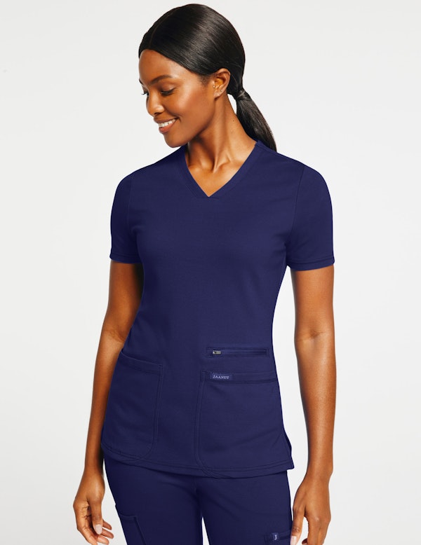 Women's 4Pocket VNeck Top in Navy Medical Scrubs by Jaanuu