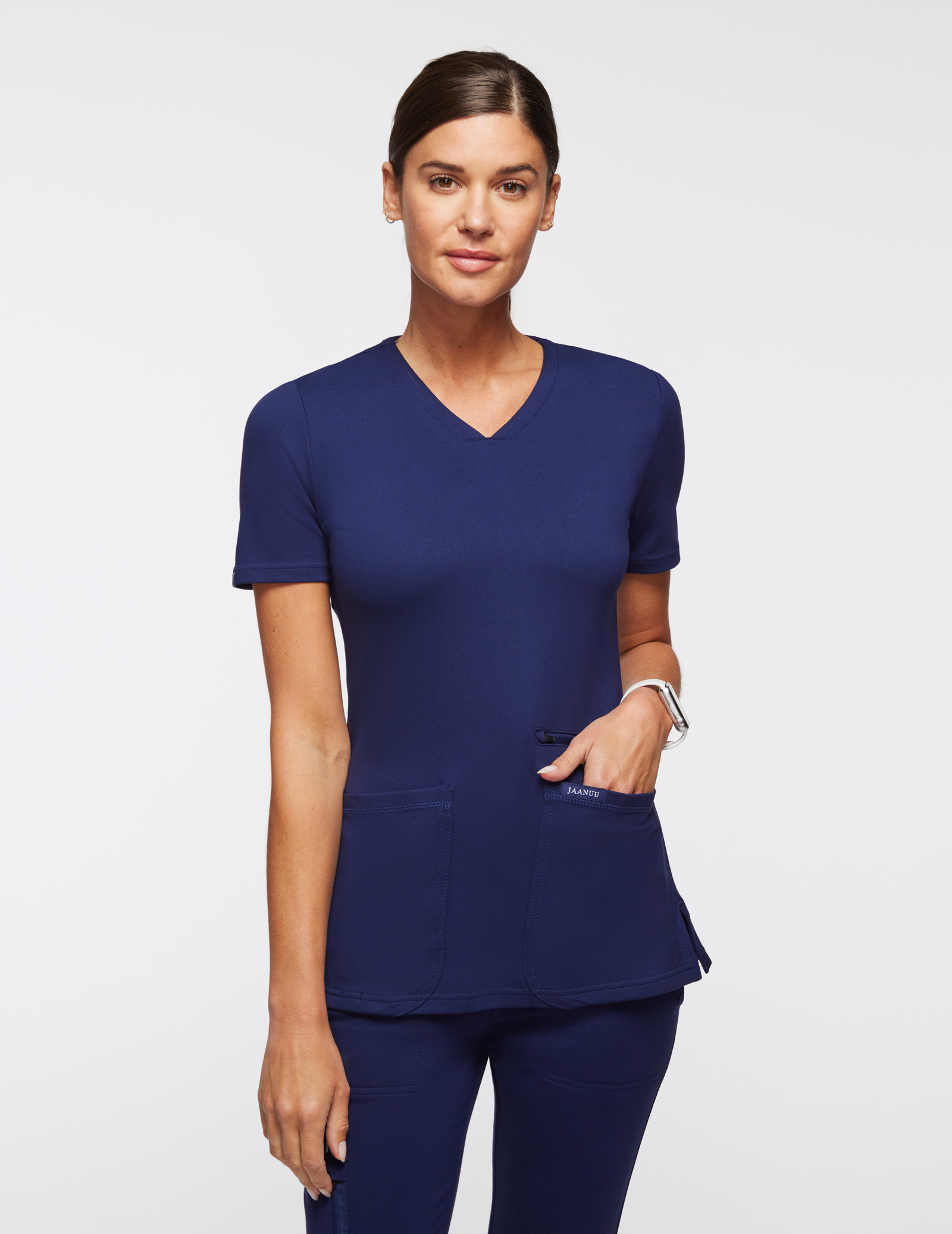 Women's 4-Pocket V-Neck Scrub Top - Navy