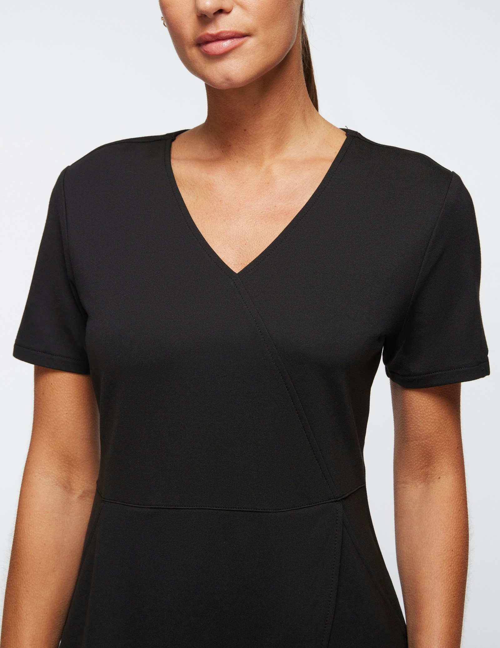 Women's Black MockWrap Tulip Scrub Top Jaanuu