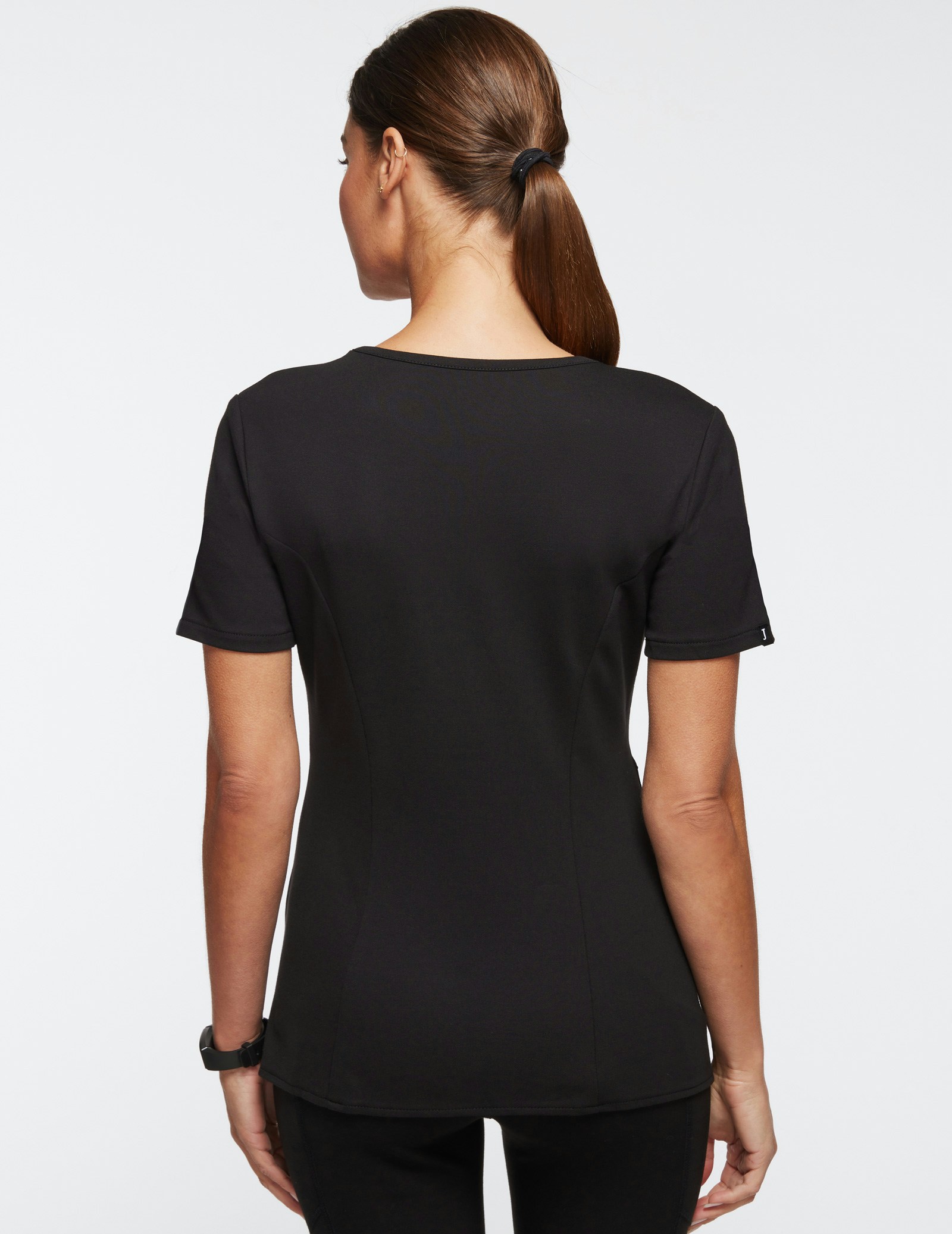 Women's Black MockWrap Tulip Scrub Top Jaanuu