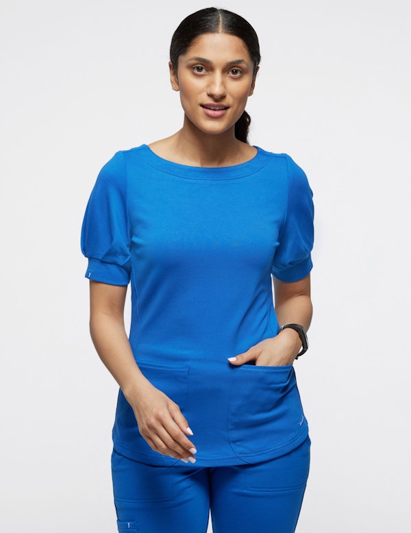 puff sleeve scrub top