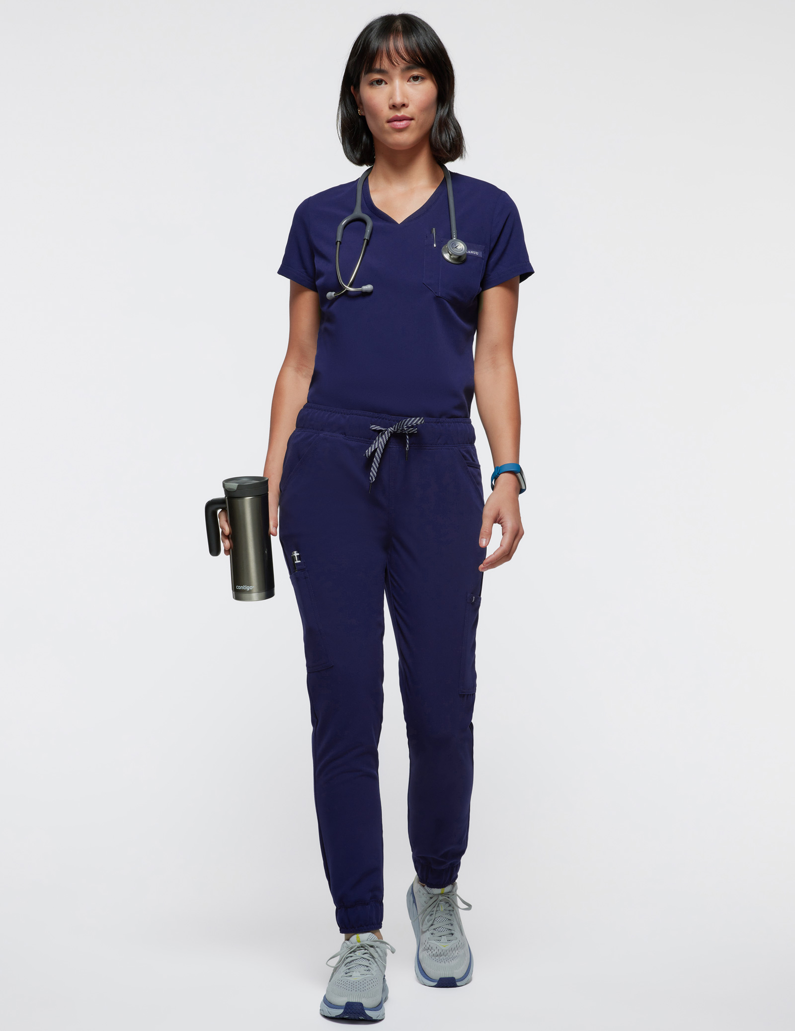 Women's 2-Pocket Tuck-In Scrub Top - Navy