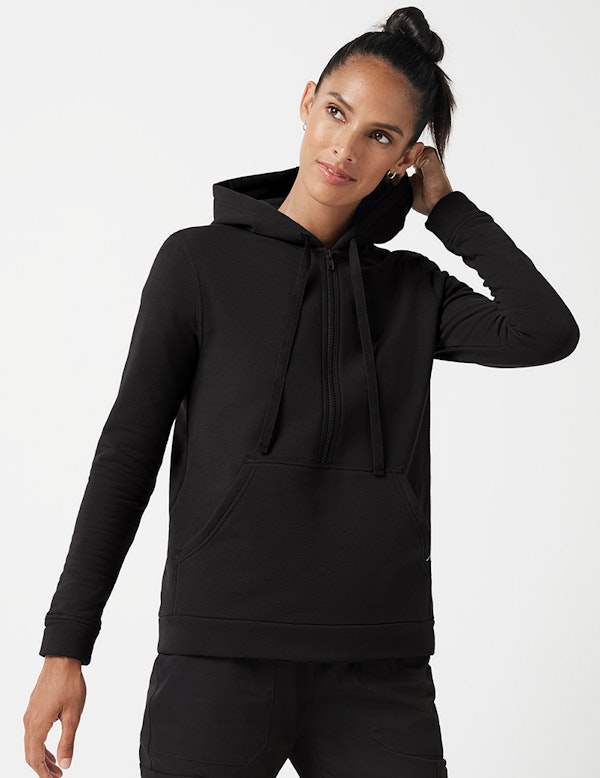 women's black half zip top