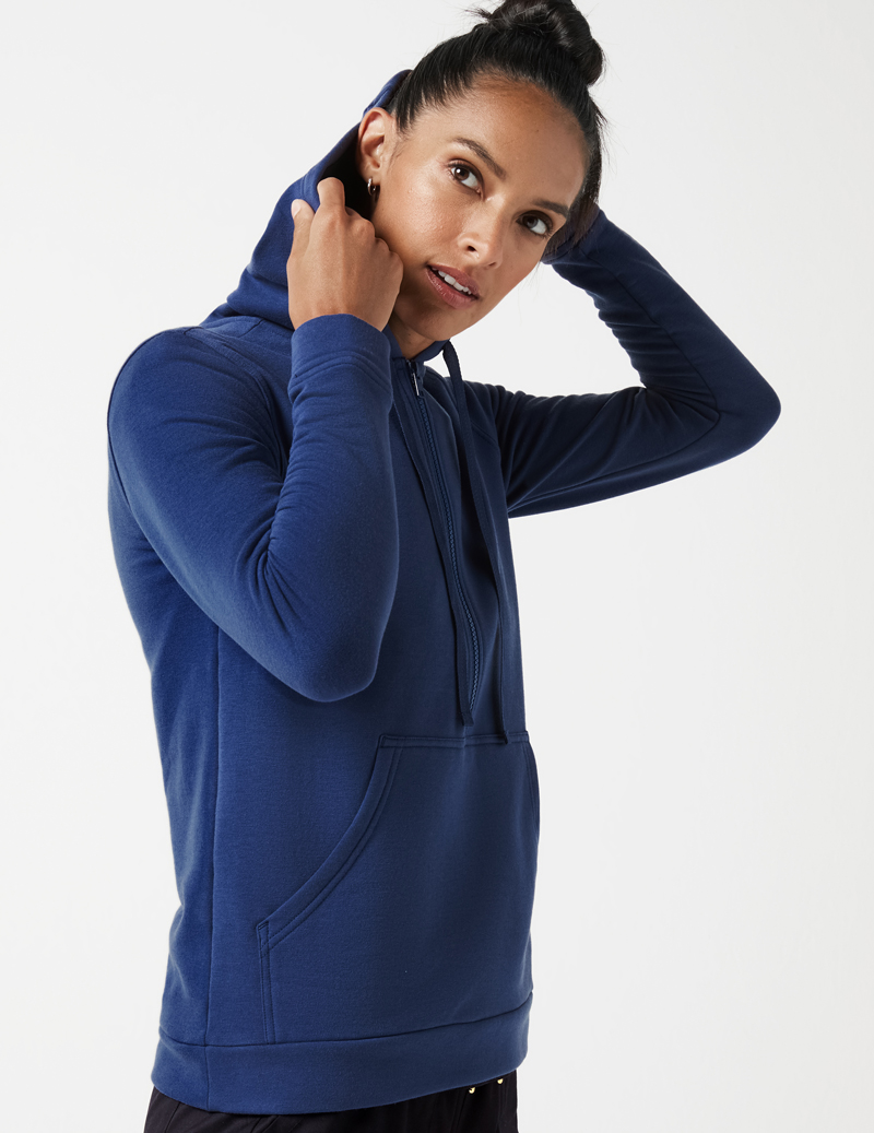 blue half zip sweatshirt