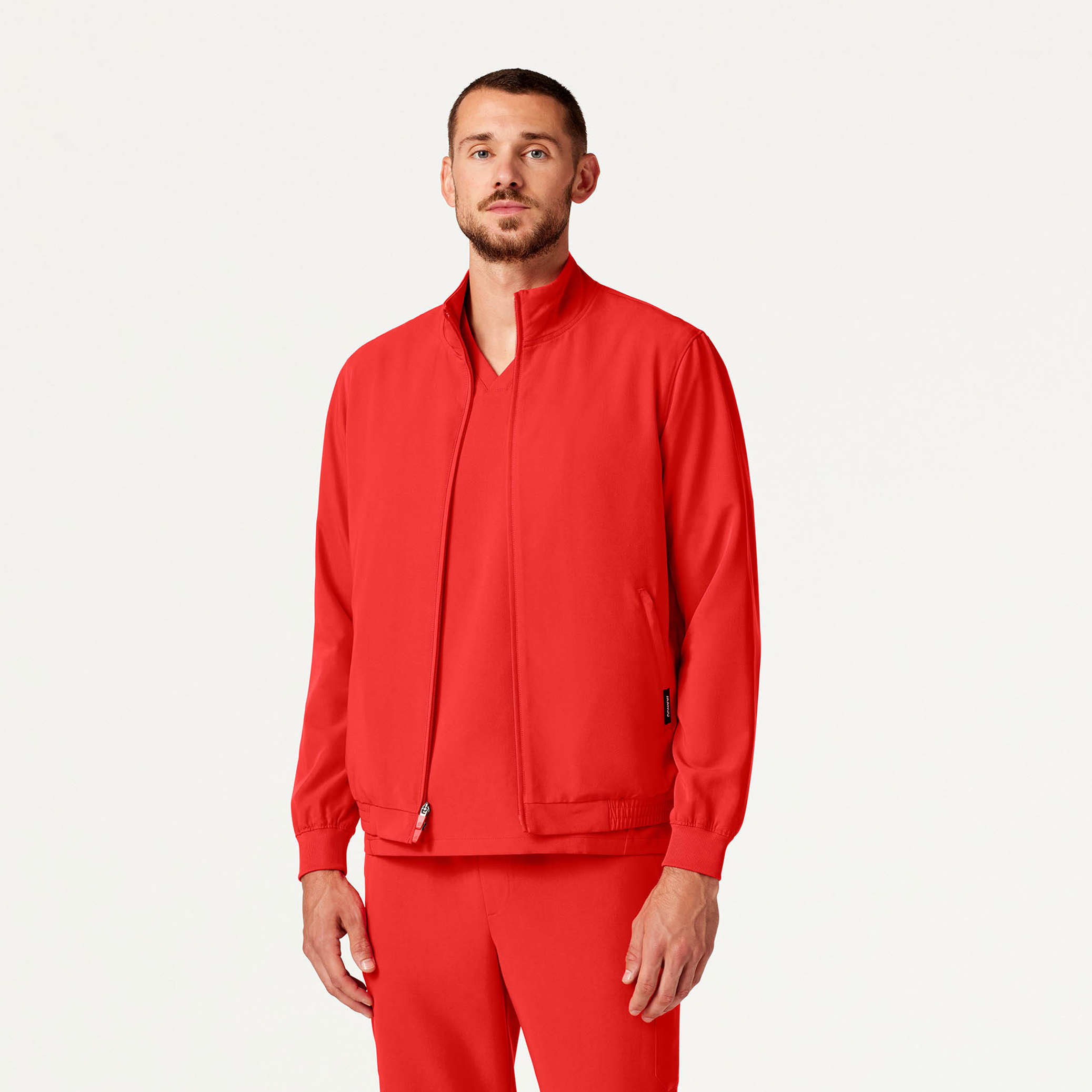 Wolfe Classic Scrub Jacket in Solar Red - Men's Jackets by Jaanuu