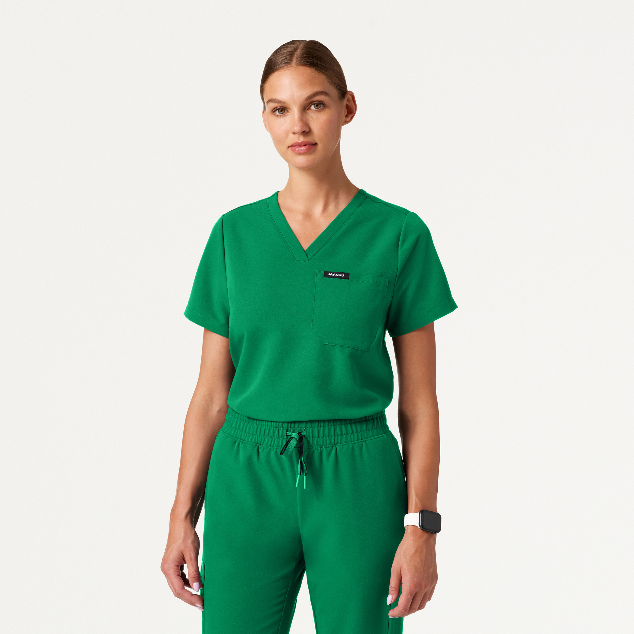 Rhena Classic Scrub Top in Emerald Green - Women's Tops by Jaanuu