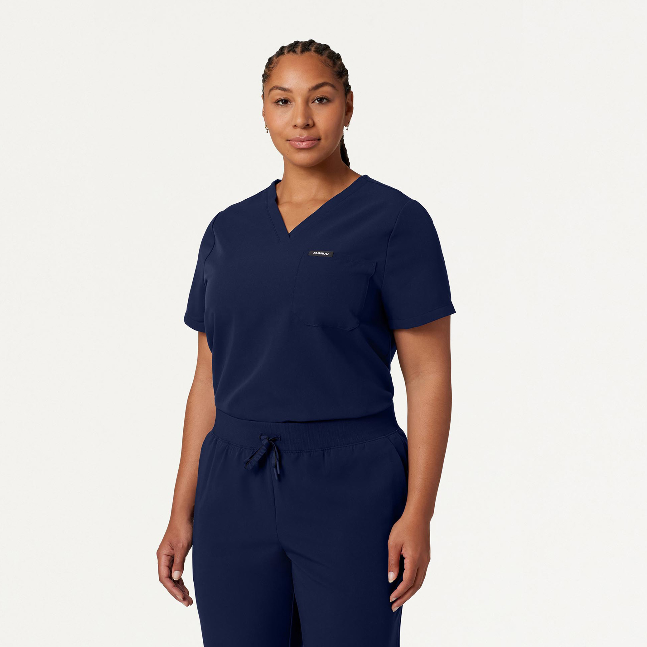 Rhena Classic Scrub Top in Midnight Navy Women's Tops by Jaanuu
