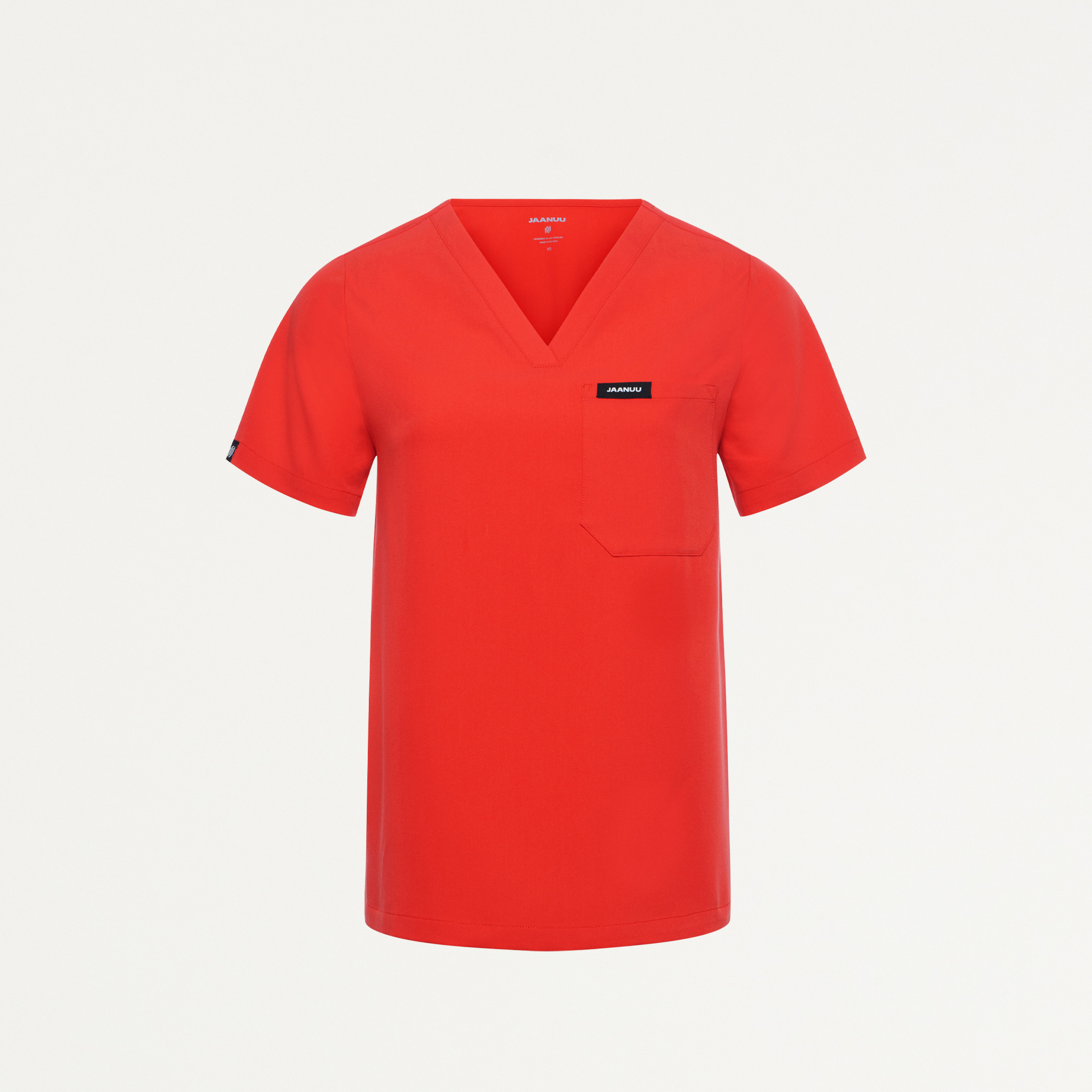 Rhena Essential 1Pocket Scrub Top in Solar Red Women's Tops by Jaanuu