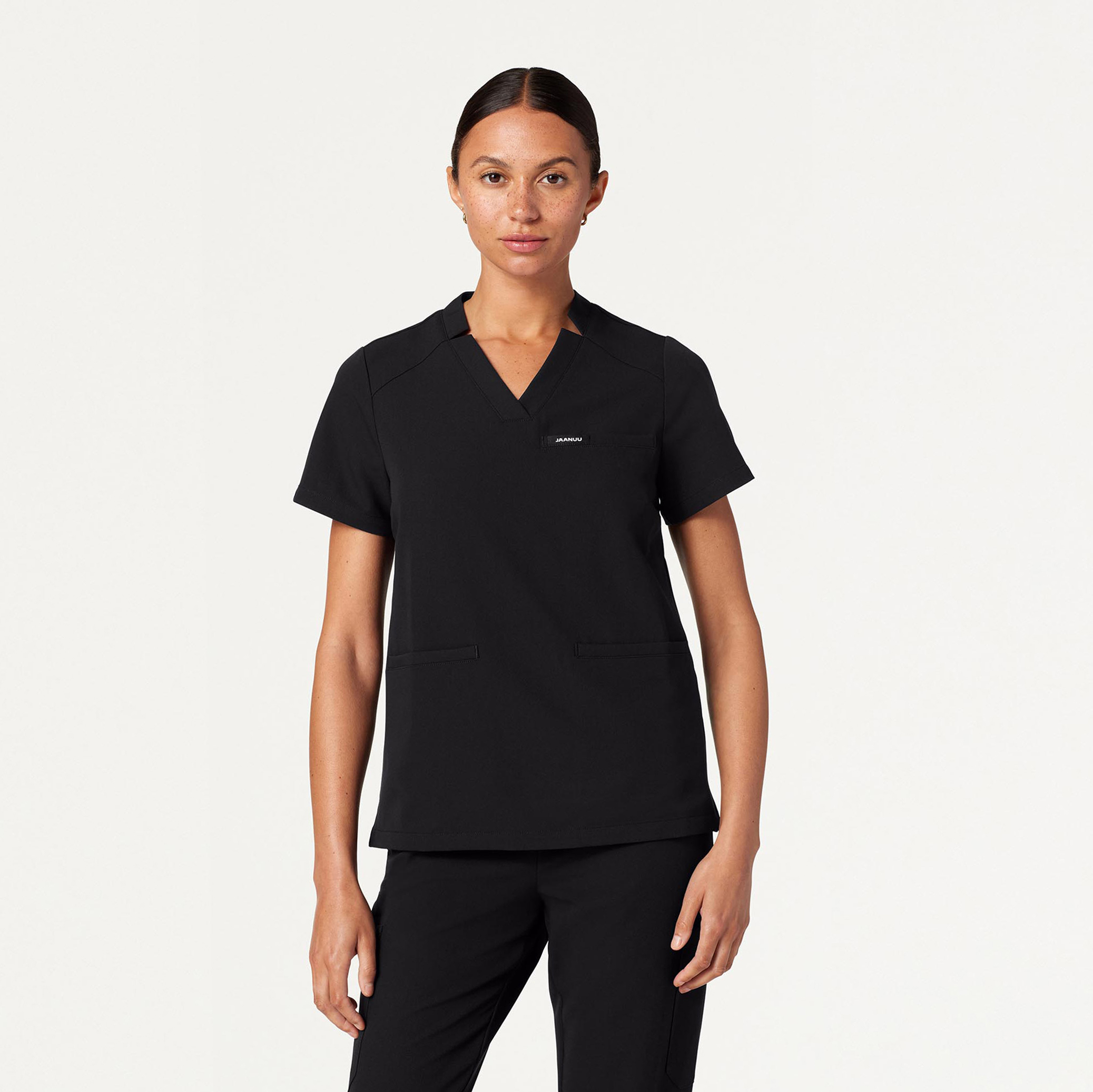 Helia Classic Scrub Top in Black - Women's Tops by Jaanuu