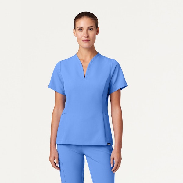 Calix Fit & Flare Scrub Top in Ceil Blue - Women's Tops by Jaanuu