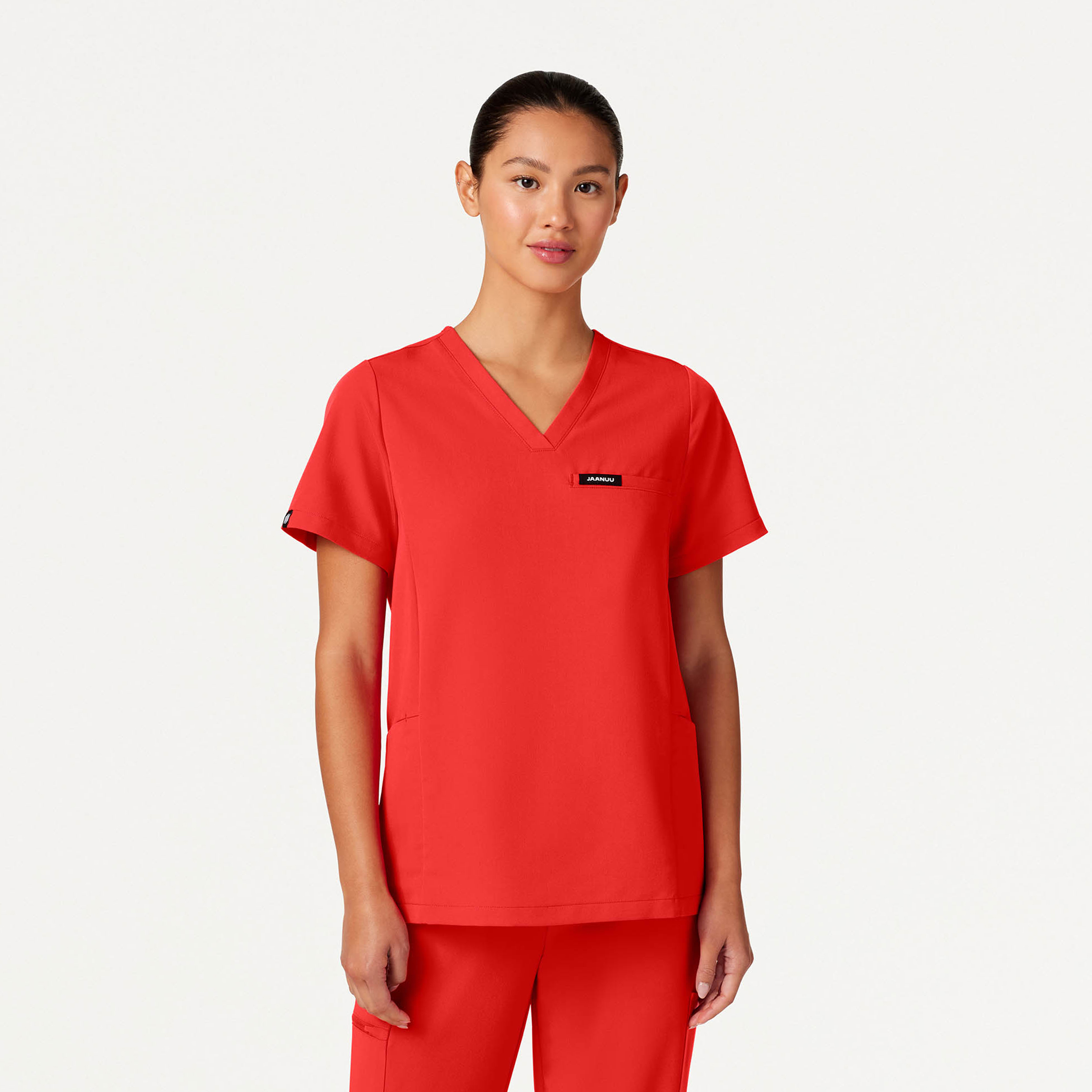 Magna Classic Scrub Top in Solar Red - Women's Tops by Jaanuu