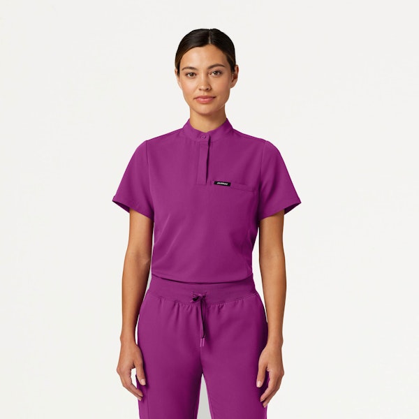 Savi Classic Scrub Top in Vivid Purple Women's Tops by Jaanuu