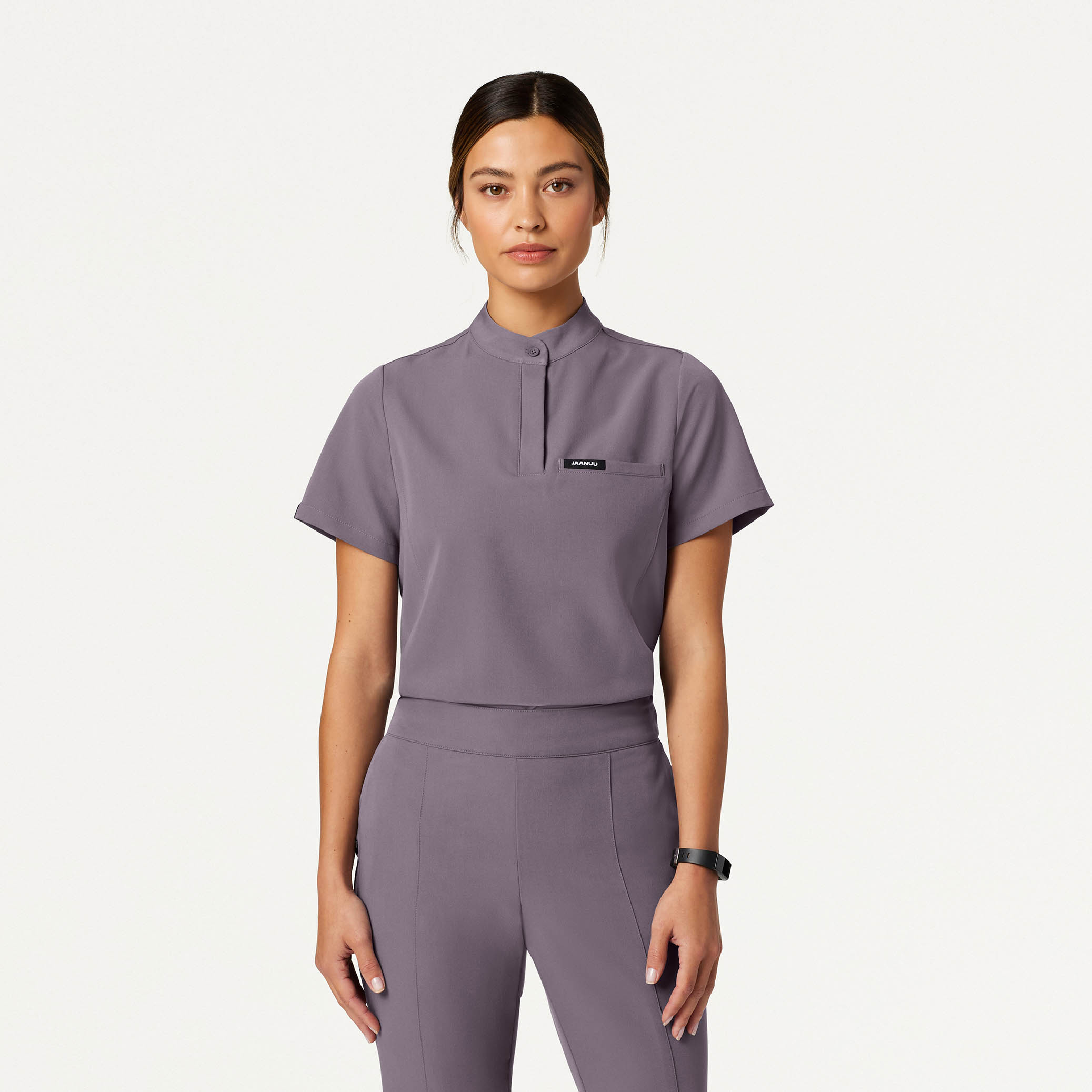 Savi Classic Scrub Top in Titanium Women's Tops by Jaanuu