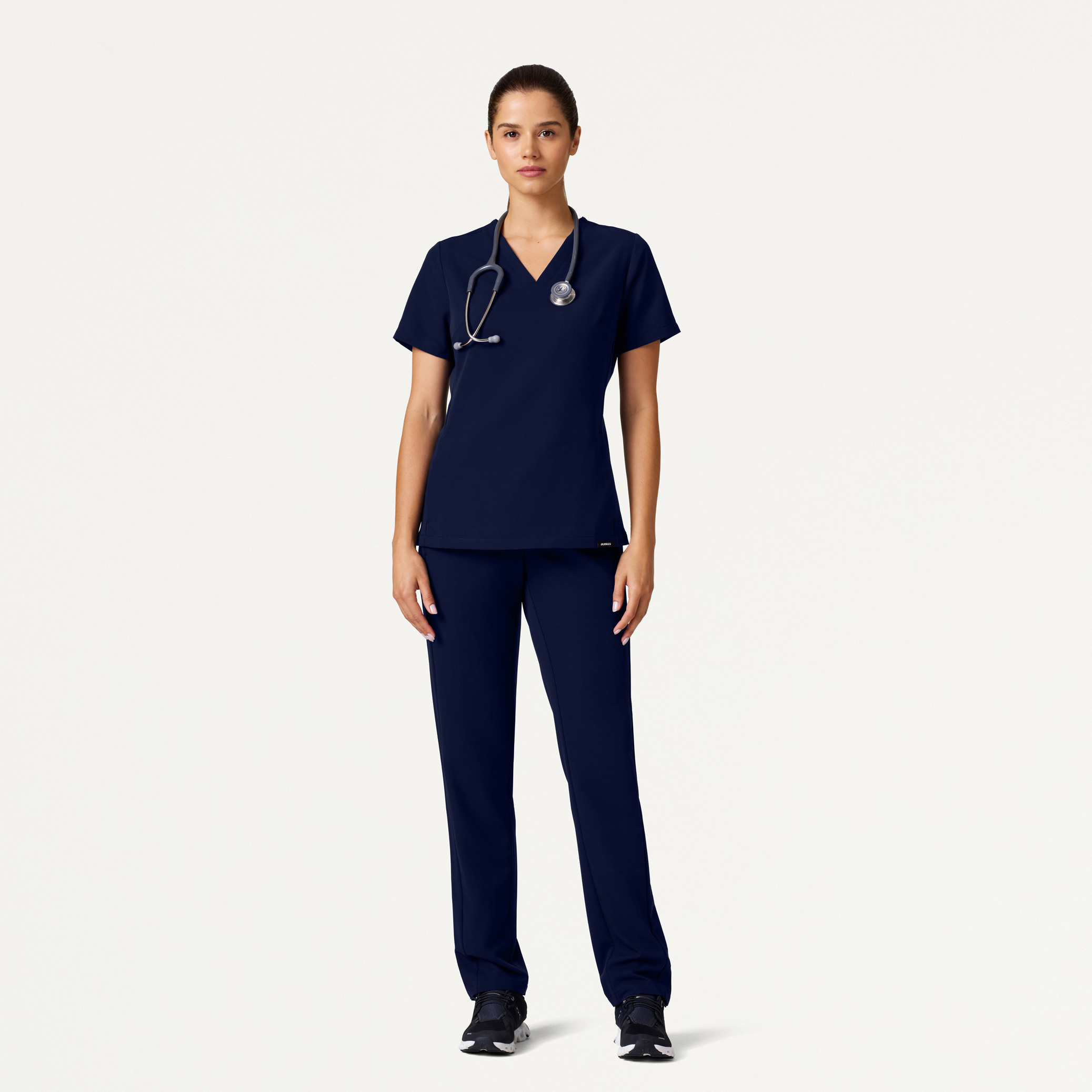 Carte Slim 2Pocket Scrub Top in Midnight Navy Women's Tops by Jaanuu