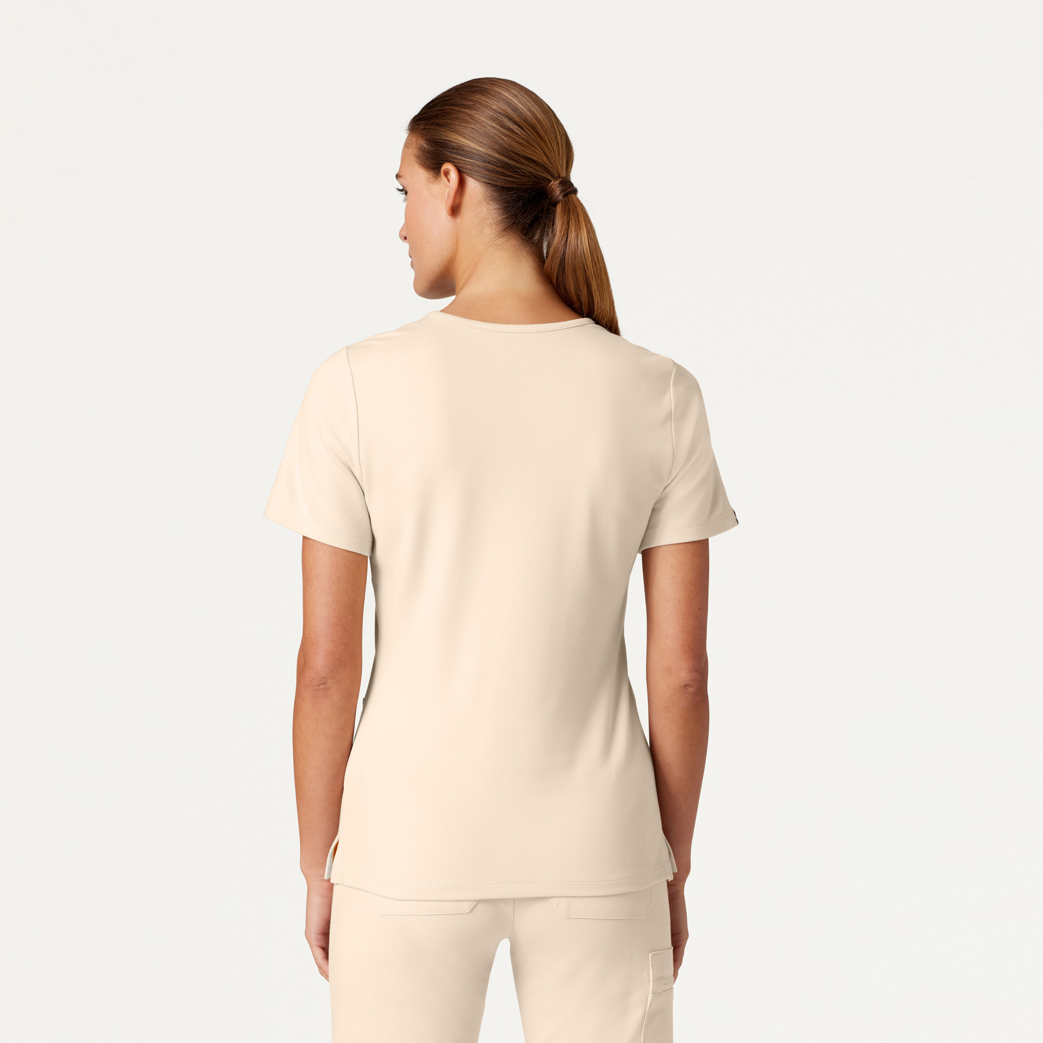 Cesi 2Pocket Slim Scrub Top in Sand Women's Tops by Jaanuu