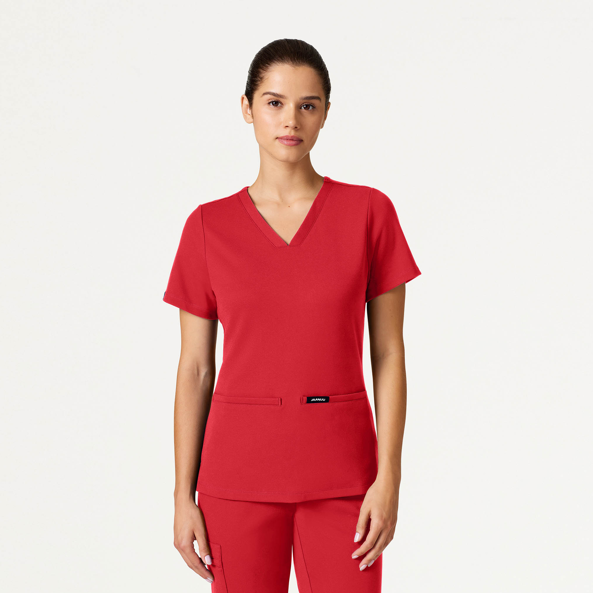 Cesi Slim ULTRAsoft Scrub Top in Brilliant Red Women's Tops by Jaanuu