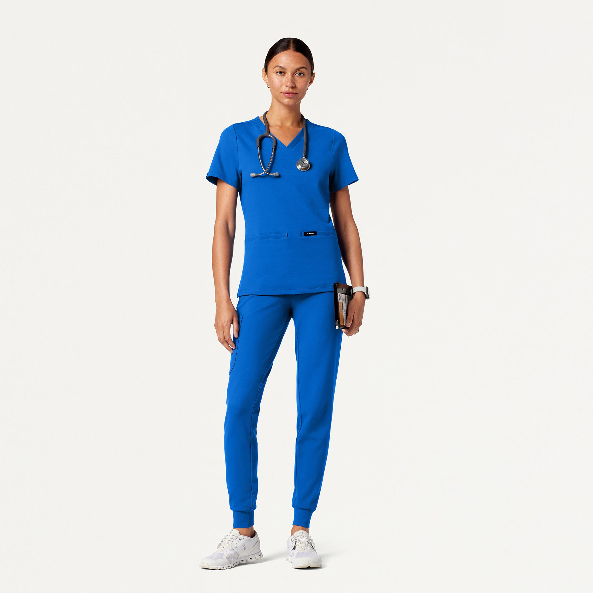 Cesi Slim ULTRAsoft Scrub Top in Royal Blue Women's Tops by Jaanuu