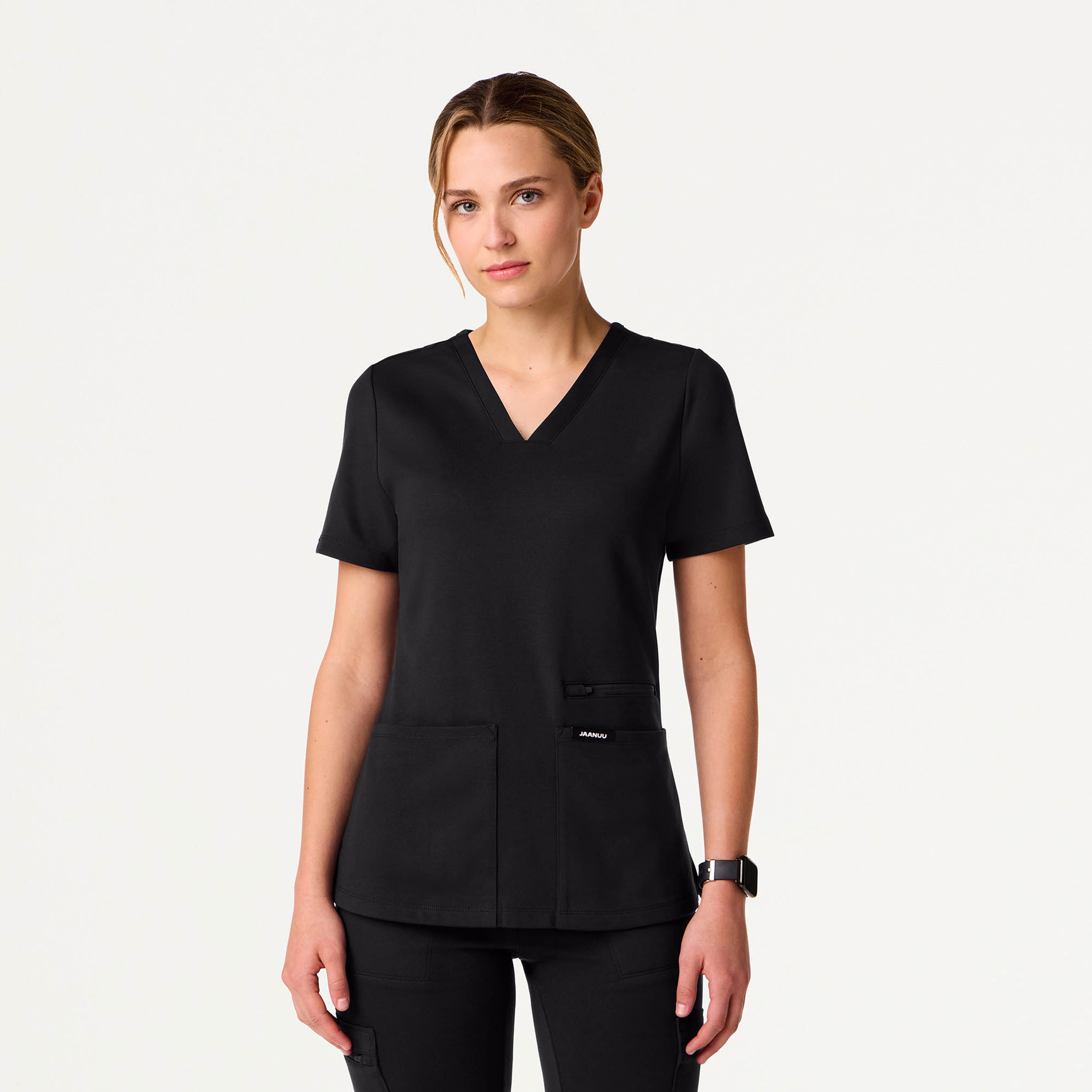 Jaanuu Women's Black Scrubs Top and Jogger Set high quality - Size XXS