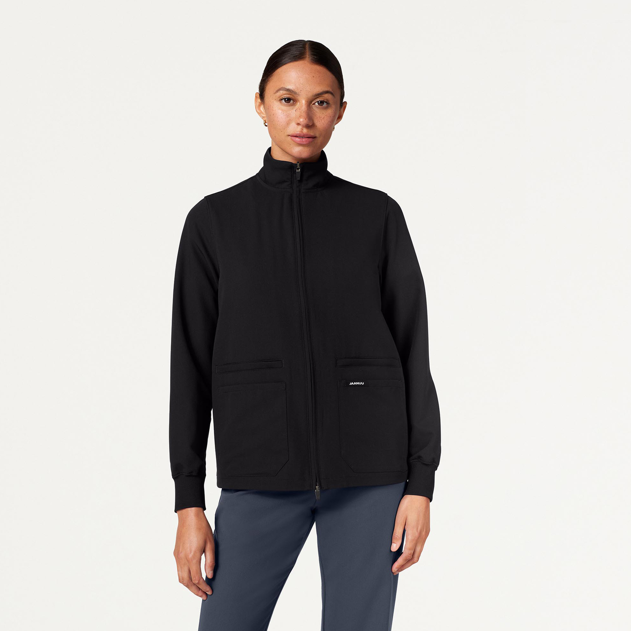 Ceri 6-Pocket Classic Scrub Jacket in Black - Women's Jackets by