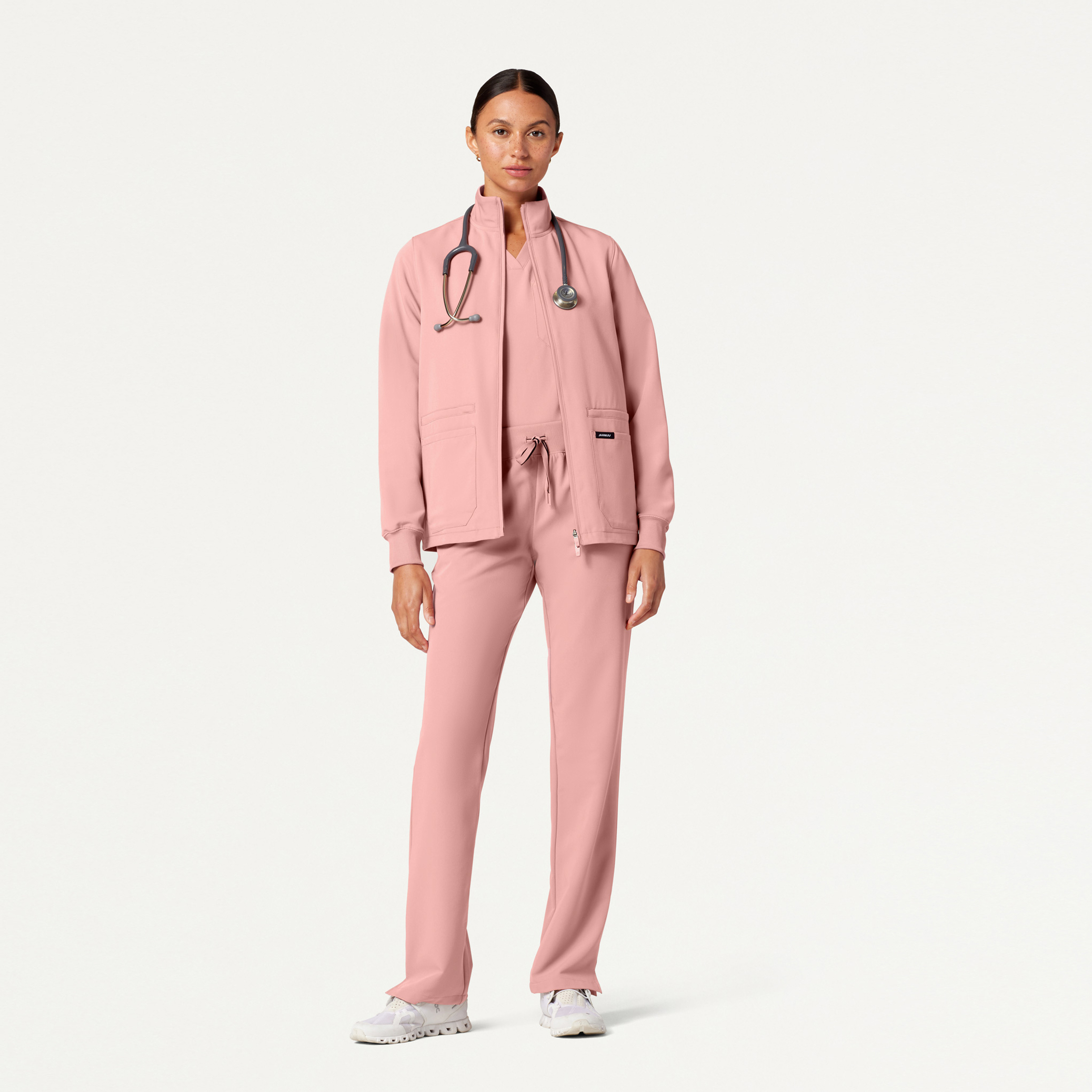 Ceri Essential 6Pocket Scrub Jacket in Mauve Women's Jackets by Jaanuu