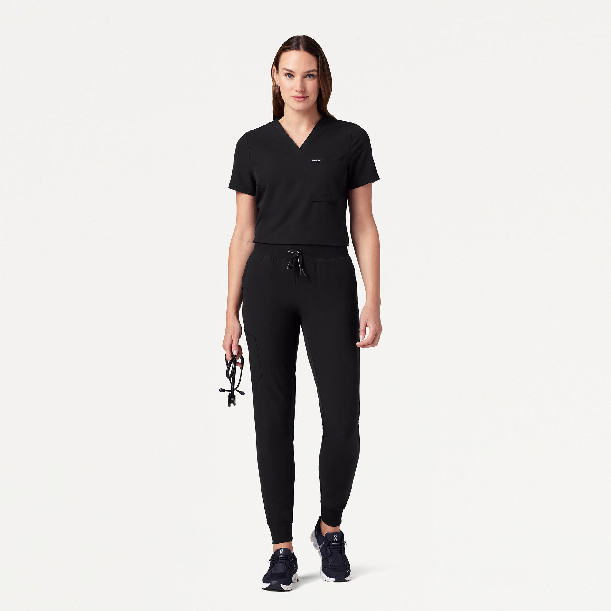 Jaanuu Women's Black Scrubs Top and Jogger Set - hotsell Size XXS