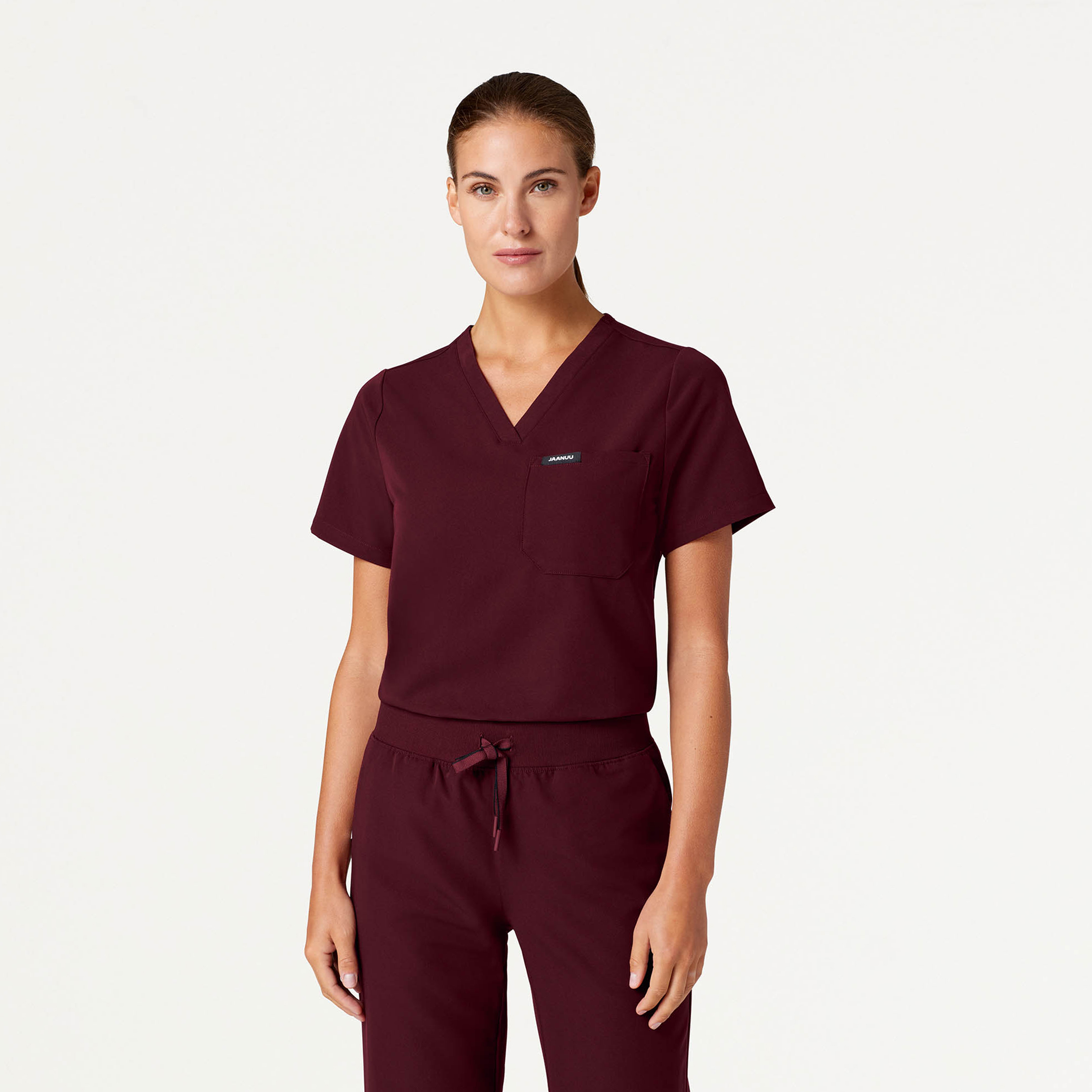The Ava Essential Scrub Set Burgundy Jaanuu