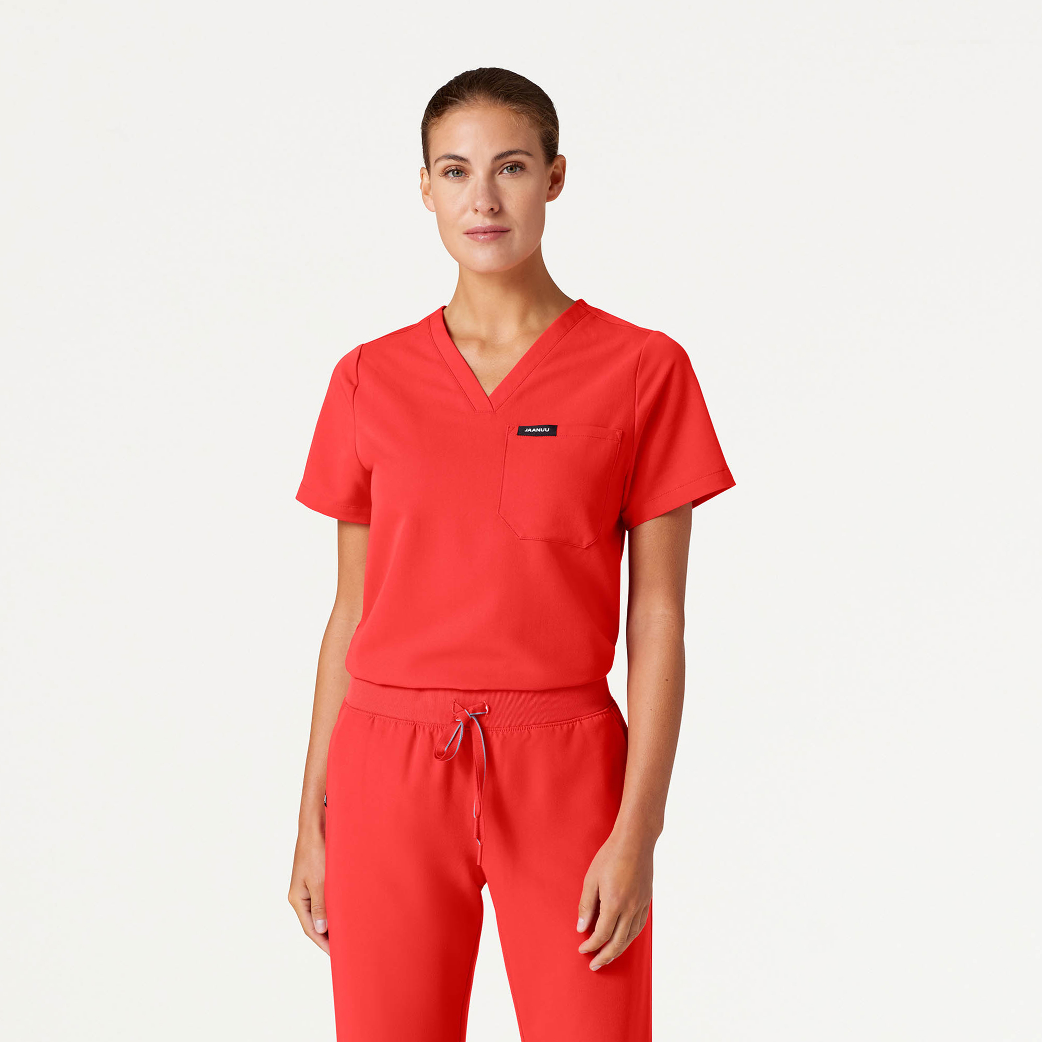 The Ava Essential Scrub Set Solar Red Jaanuu