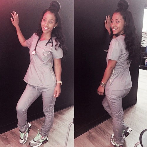 The Skinny Pant in Graphite Medical Scrubs by Jaanuu