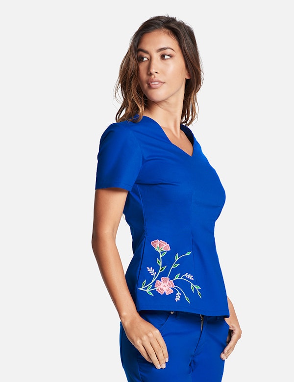 Embroidered Top in Royal Blue Medical Scrubs by Jaanuu